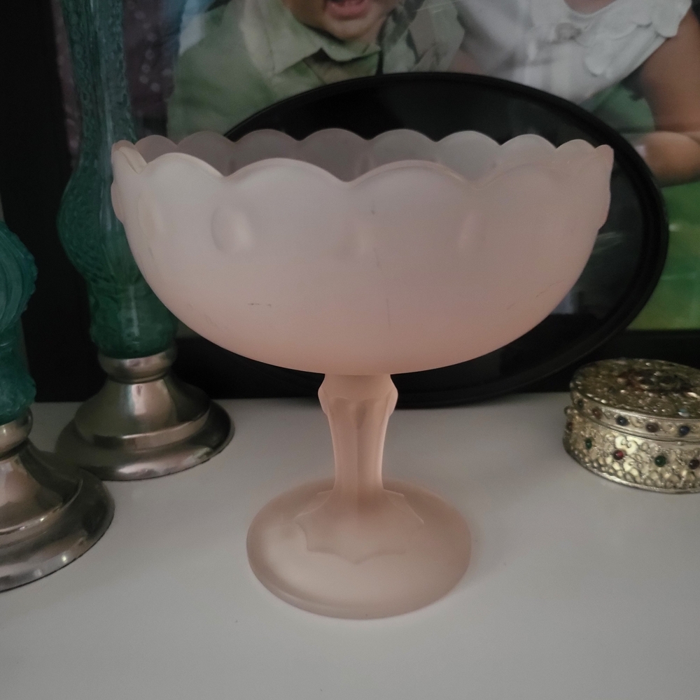 Indiana Glass Pink Pedestal Bowl